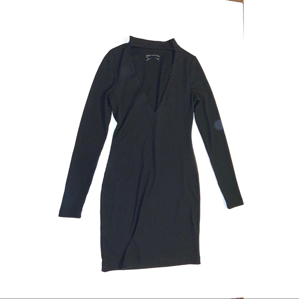 Black, longsleeve knit minidress